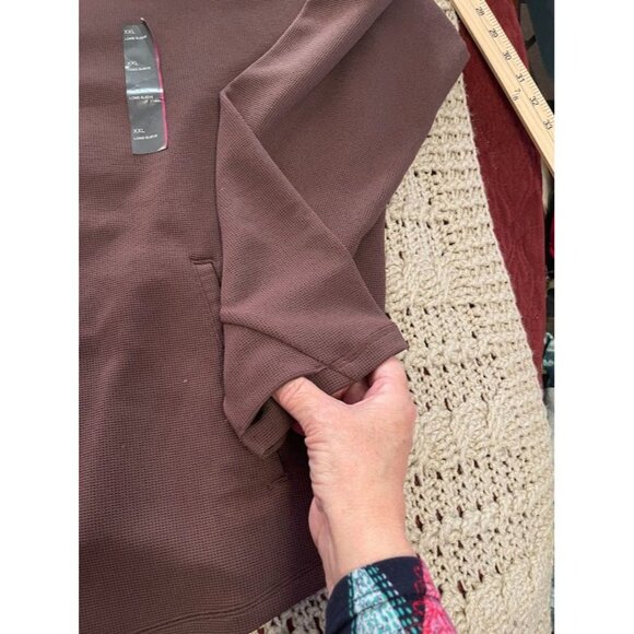 All In Motion‎ XXL Long Sleeve Brown Hoodie  Recycled Polyester & Spandex - Picture 6 of 16